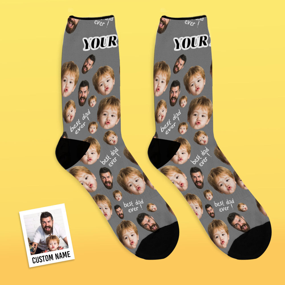 Father's Day Gifts, Custom Face Socks To The Best Dad - Black