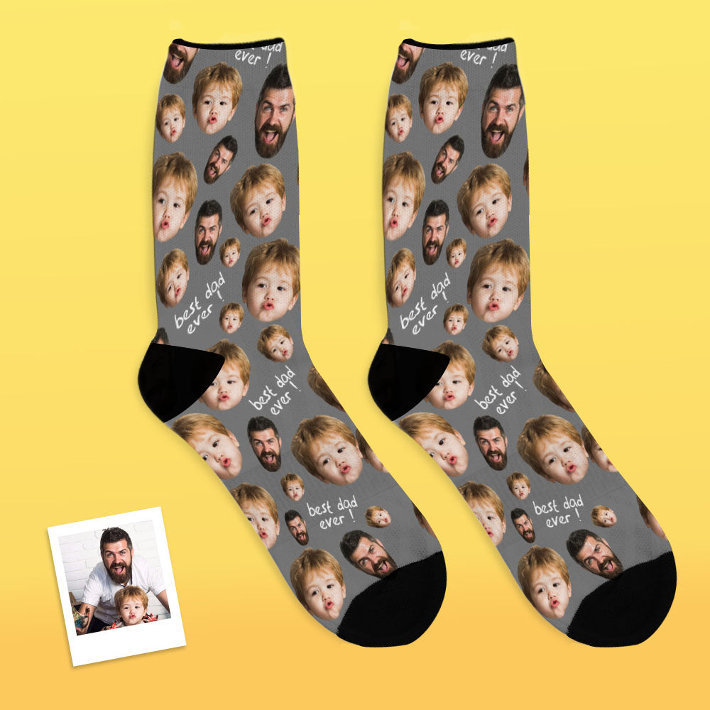 Father's Day Gifts, Custom Face Socks To The Best Dad - Black