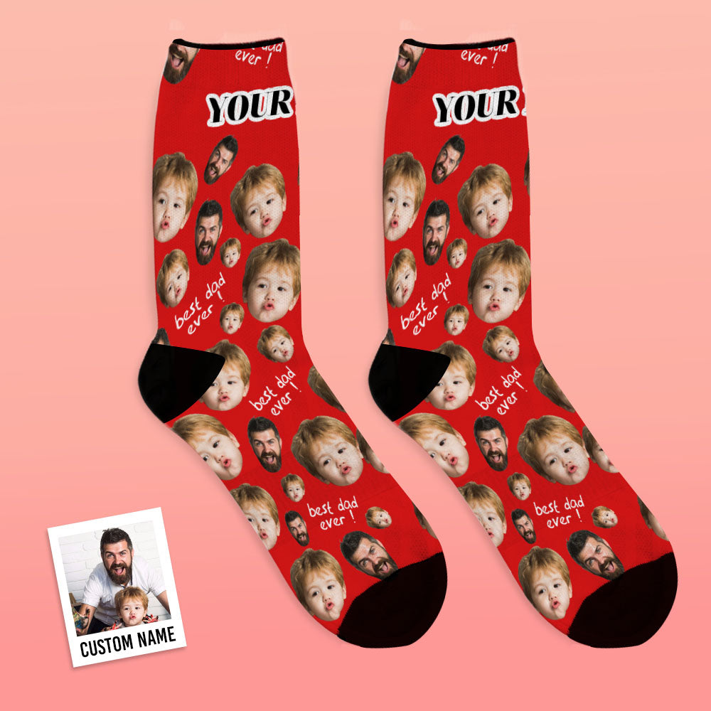 Father's Day Gifts, Custom Face Socks To The Best Dad - Black