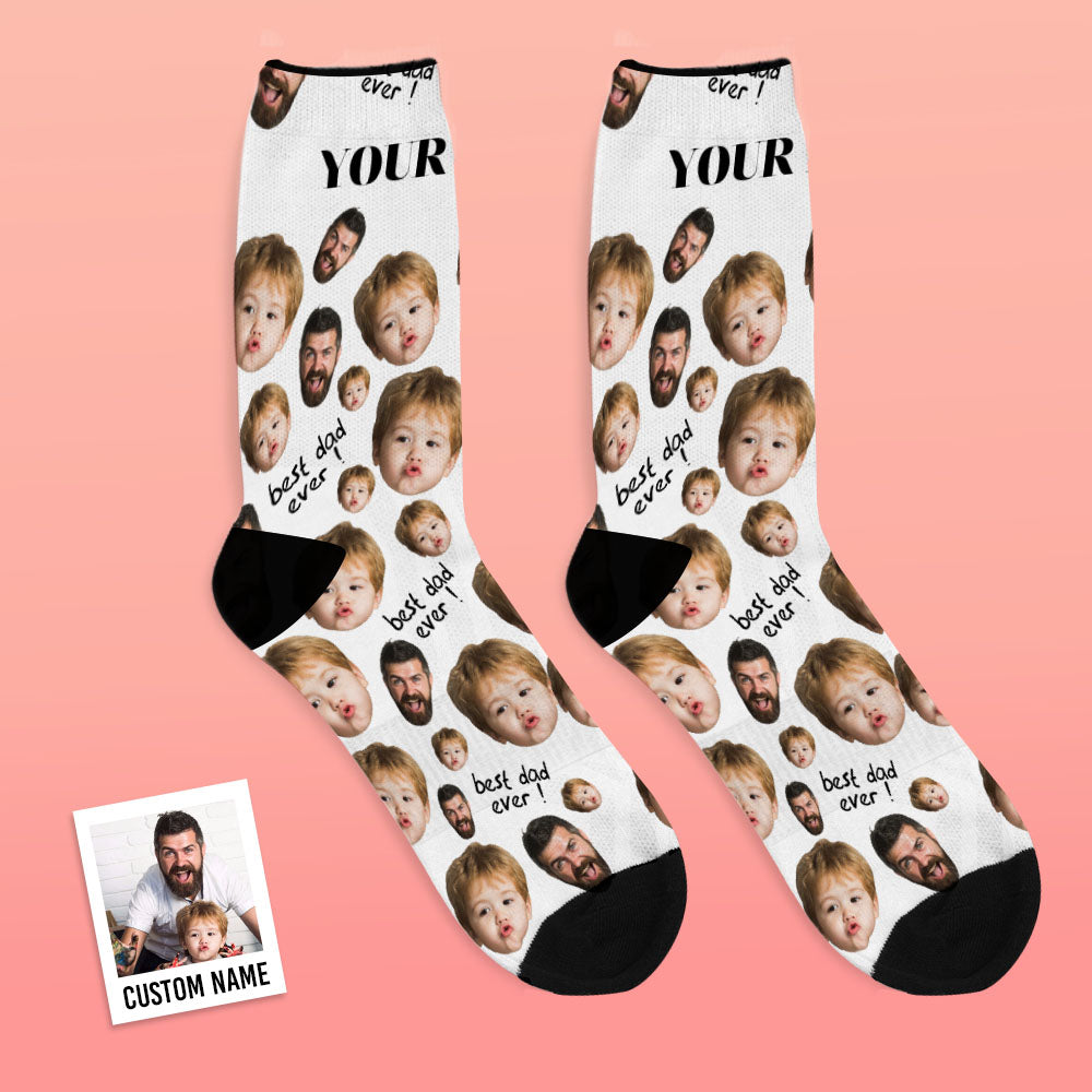 Father's Day Gifts, Custom Face Socks To The Best Dad - Black