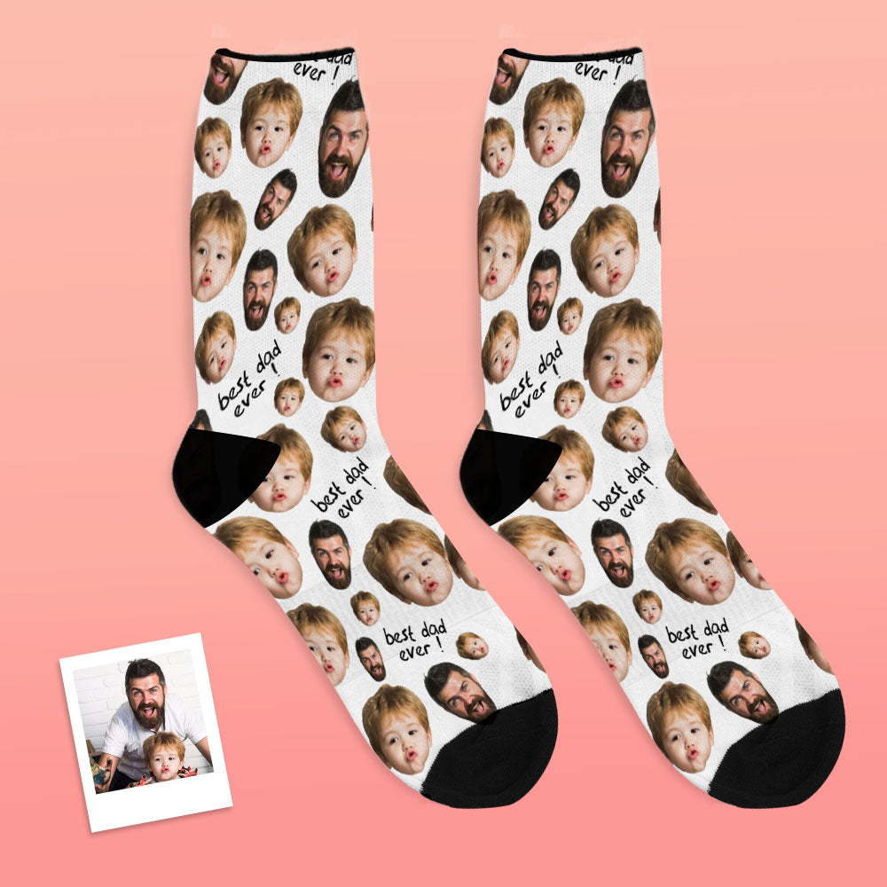 Father's Day Gifts, Custom Face Socks To The Best Dad - Black