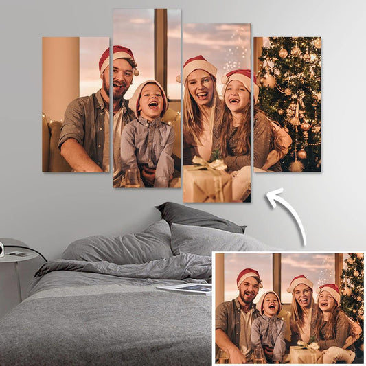 Custom 4 PCS Photo Oil Painting Canvas Art Wall Decor Frameless