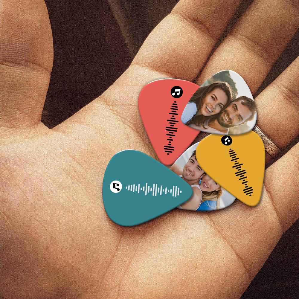 Custom Code Guitar Pick, Engraved Double-Sided Printed with Photo Guitar Pick Gifts 12Pcs Christmas Gifts