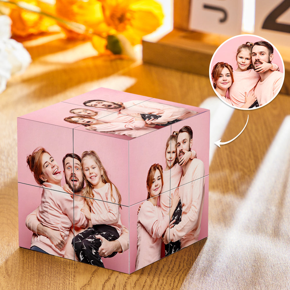 Custom Multiphoto Cube Folding Wooden Photo Frame Cubes Magic Cube