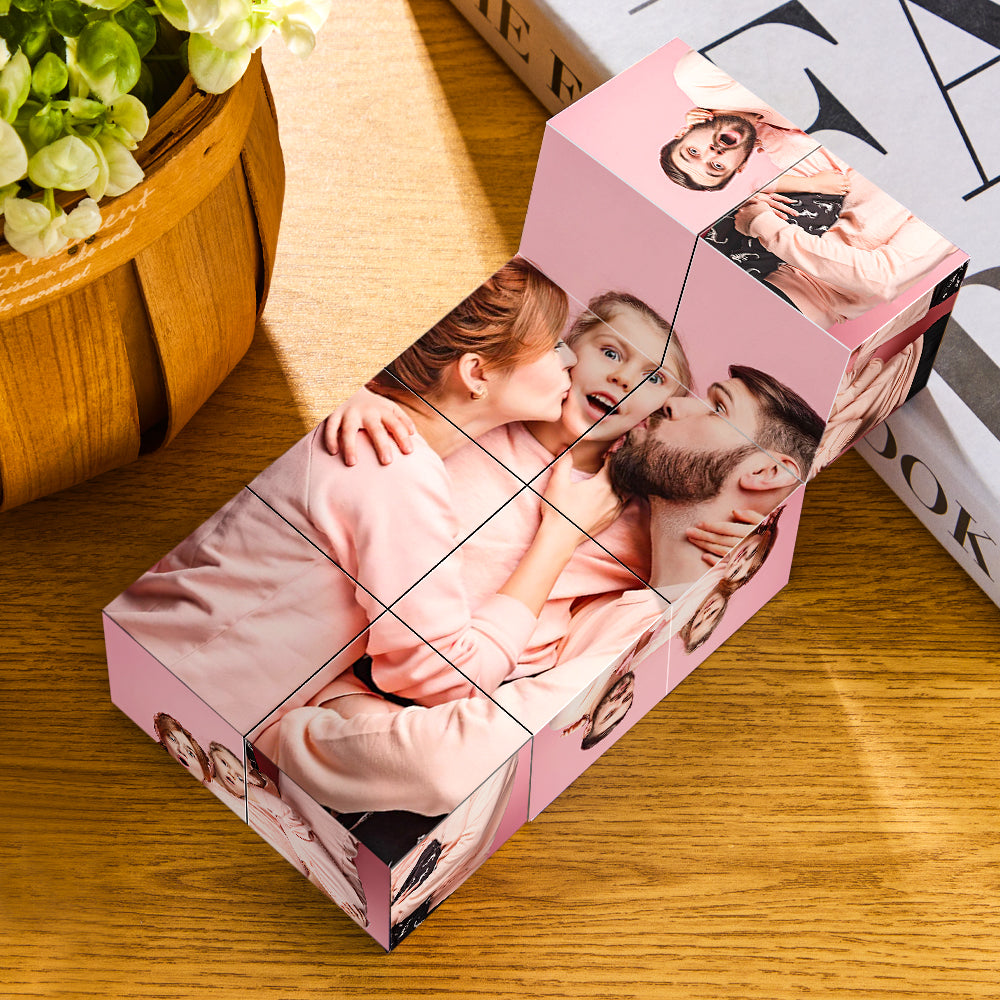 Custom Multiphoto Cube Folding Wooden Photo Frame Cubes Magic Cube