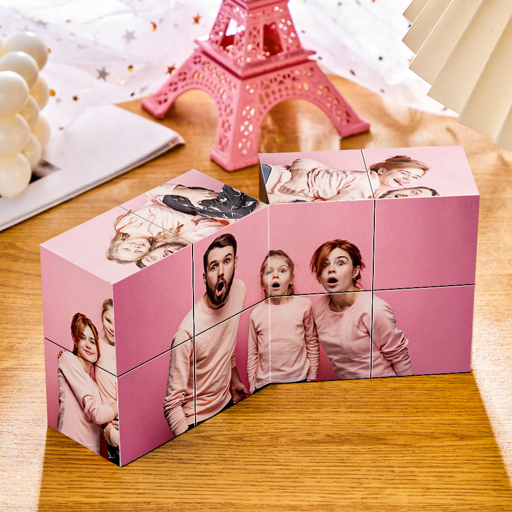 Custom Multiphoto Cube Folding Wooden Photo Frame Cubes Magic Cube