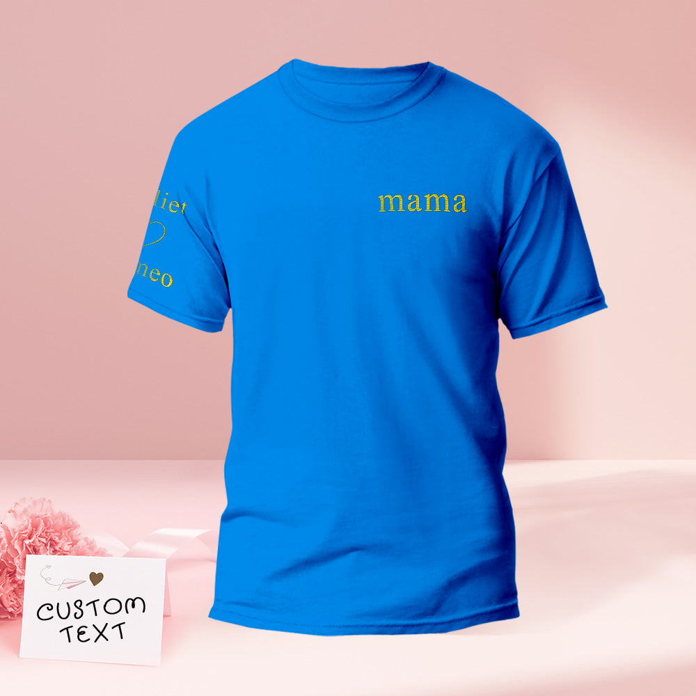 Custom Engraved T-shirt Color Embroidery Mother's Day Gifts