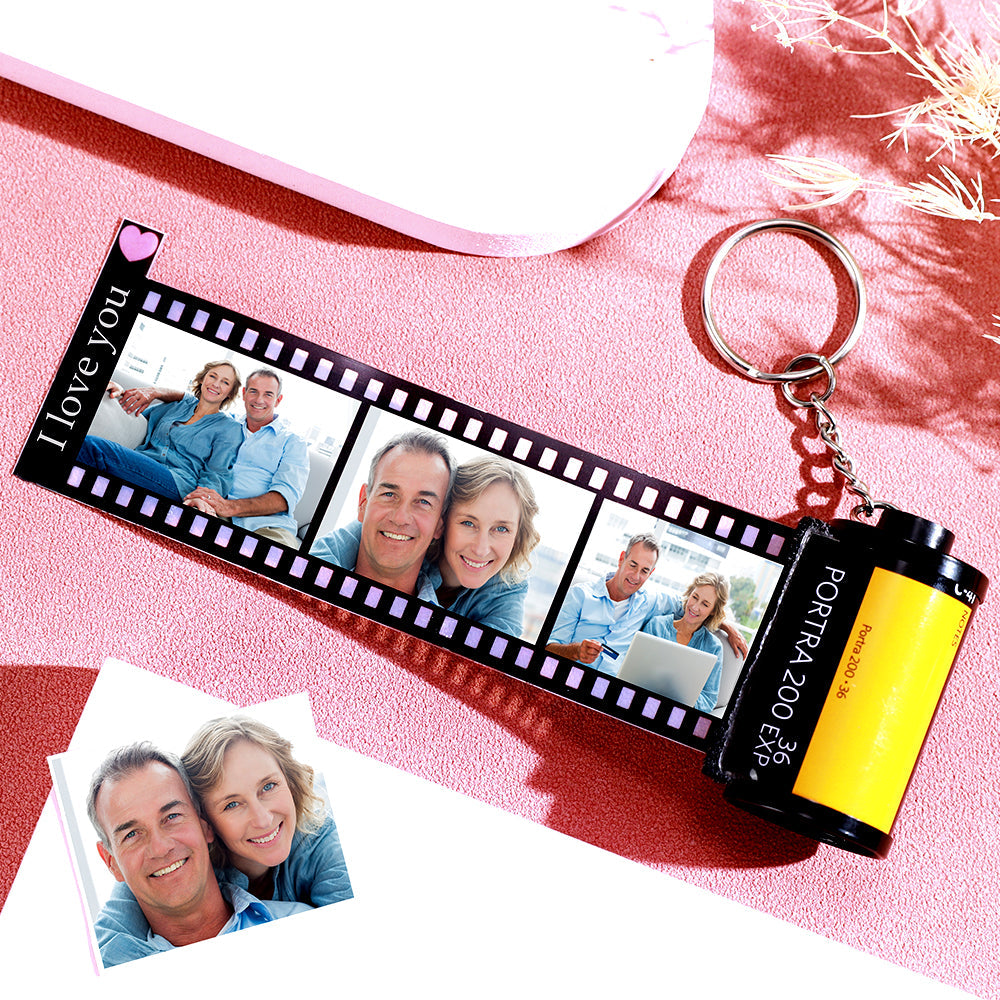 Anniversary Gifts Custom Text For The Film Roll Keychain Personalized Picture Camera Roll Keychain with Reel Album Customized