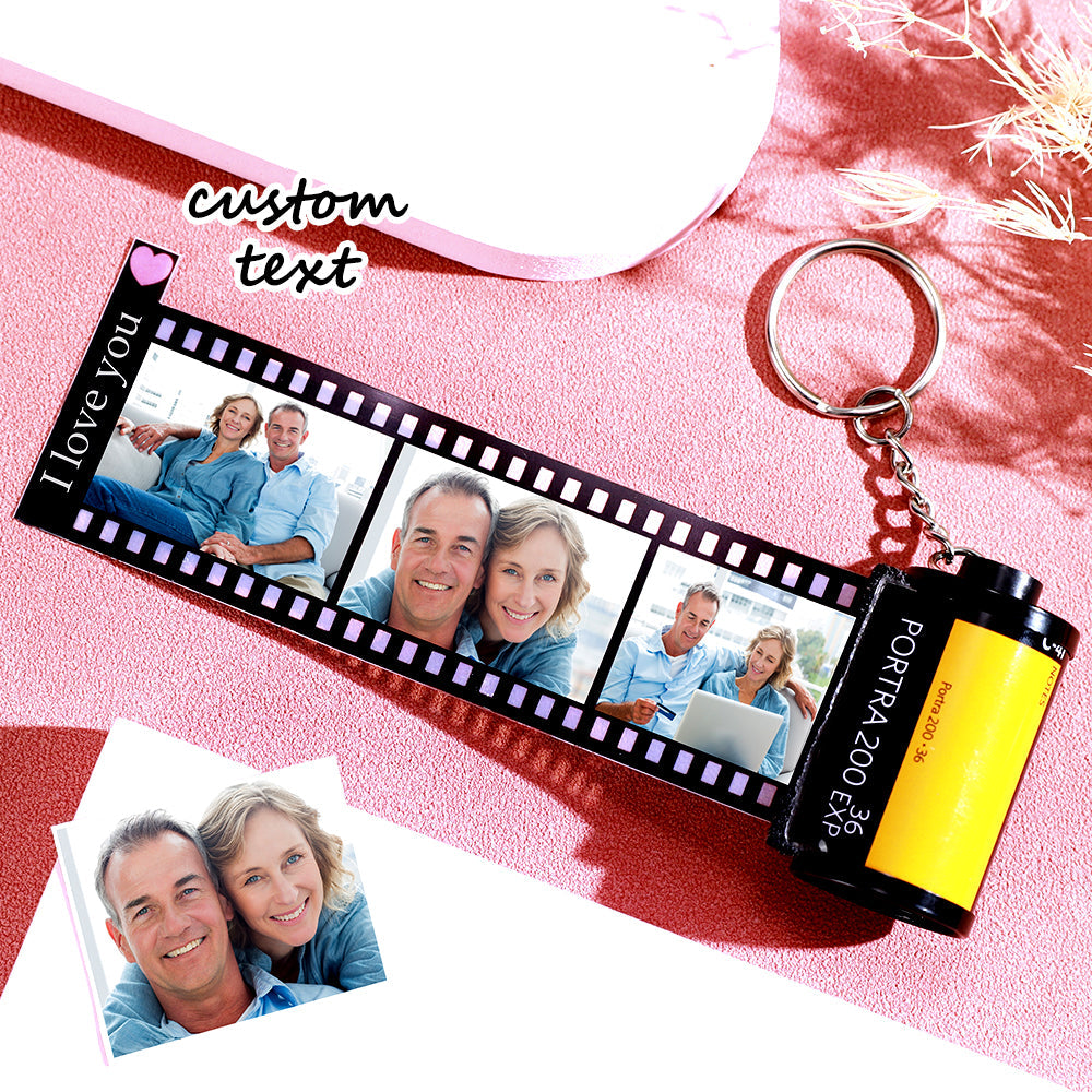 Anniversary Gifts Custom Text For The Film Roll Keychain Personalized Picture Camera Roll Keychain with Reel Album Customized