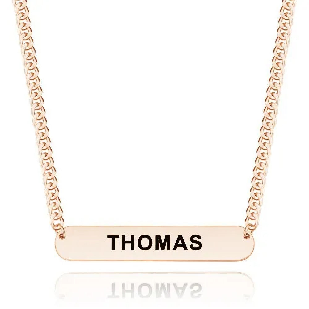 Custom Engraved Bar Necklace Thick Chain Punk Jewelry for Men