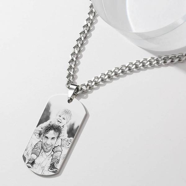 Personalised Engraved Necklace Men's Jewelry With Engraving Stainless Steel Gift For Dad