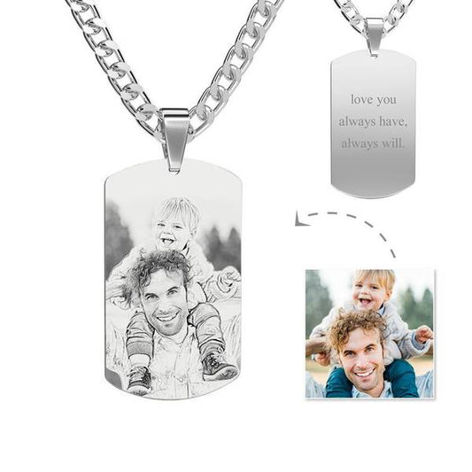 Personalised Engraved Necklace Men's Jewelry With Engraving Stainless Steel Gift For Dad