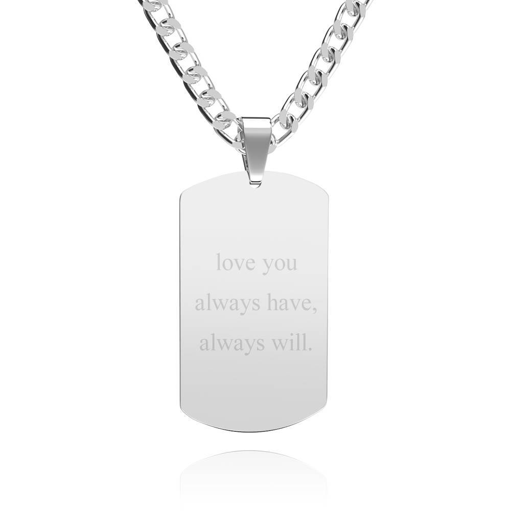 Men's Photo Tag Necklace with Engraving Stainless Steel