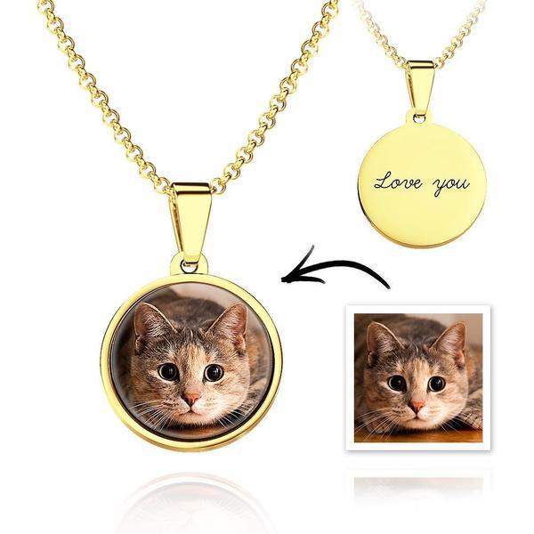 Custom Photo Engraved Necklace Pendant Picture Necklace Double Sided Wedding Gift