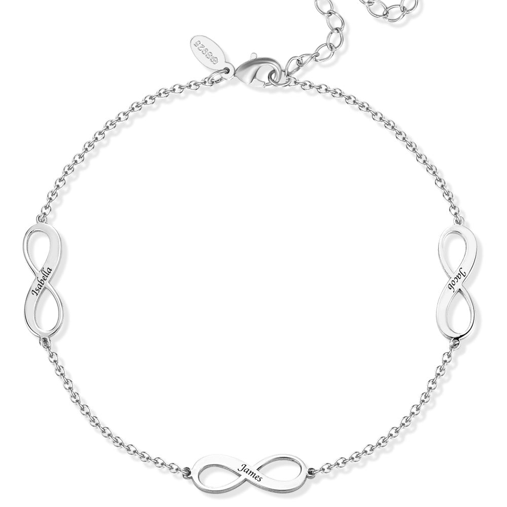 Custom Engraved Infinity Anklet 925 Sterling Silver