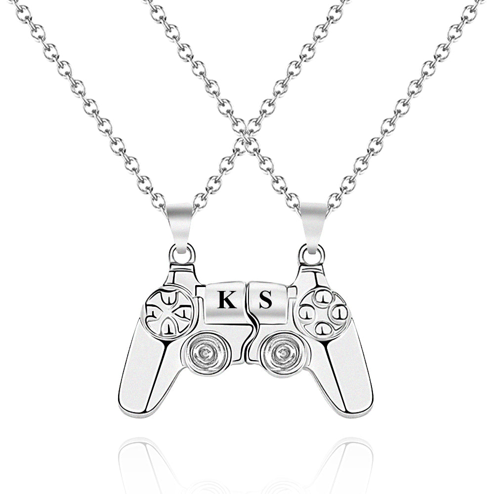 Personalized Magnetic Pendant Necklace with Engraved Initials Gift for Couple