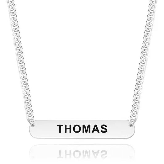 Custom Engraved Bar Necklace Thick Chain Punk Jewelry for Men