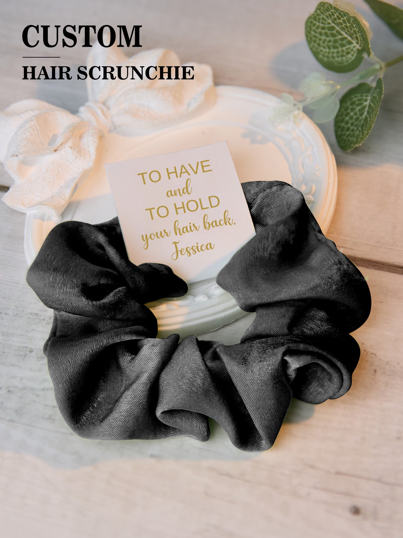 Personalized Bridesmaid Hair Scrunchies Tie the Knot Scrunchies Bridesmaid Gifts