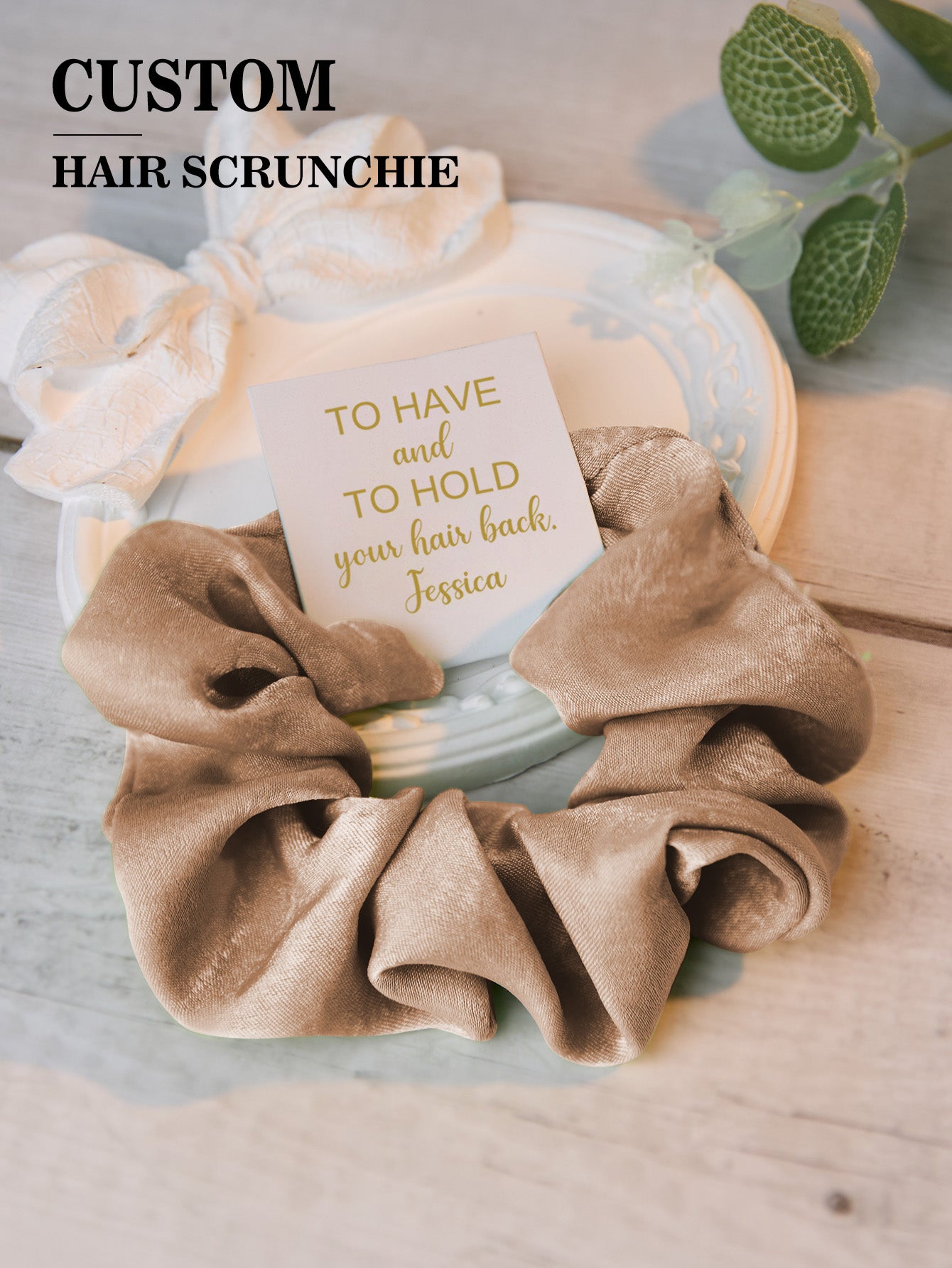 Personalized Bridesmaid Hair Scrunchies Tie the Knot Scrunchies Bridesmaid Gifts