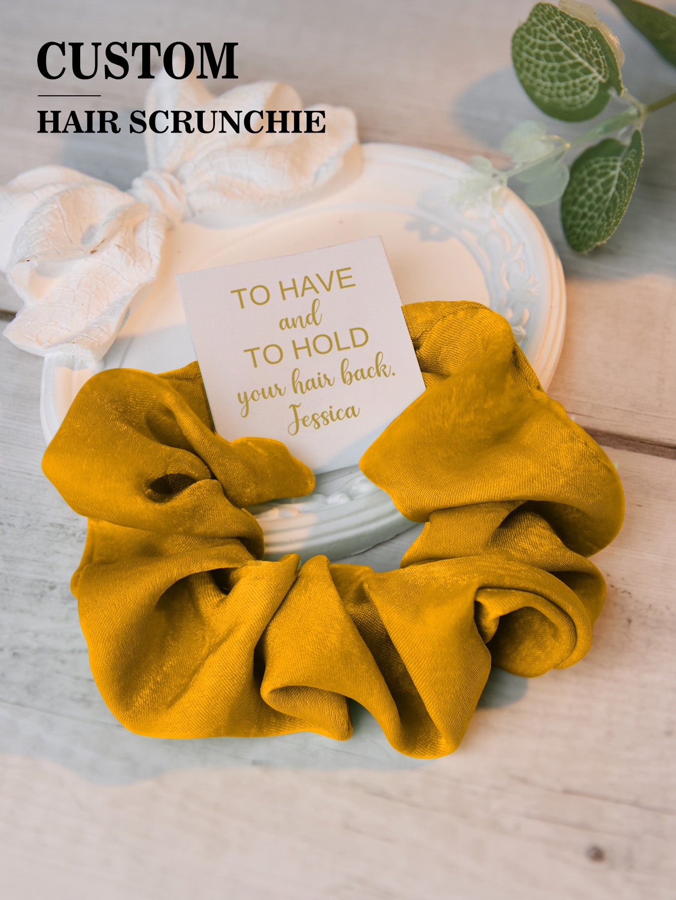 Personalized Bridesmaid Hair Scrunchies Tie the Knot Scrunchies Bridesmaid Gifts