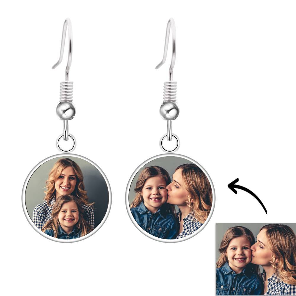 Personalized Photo Drop Earrings Two Photos Unique Jewelry For Women