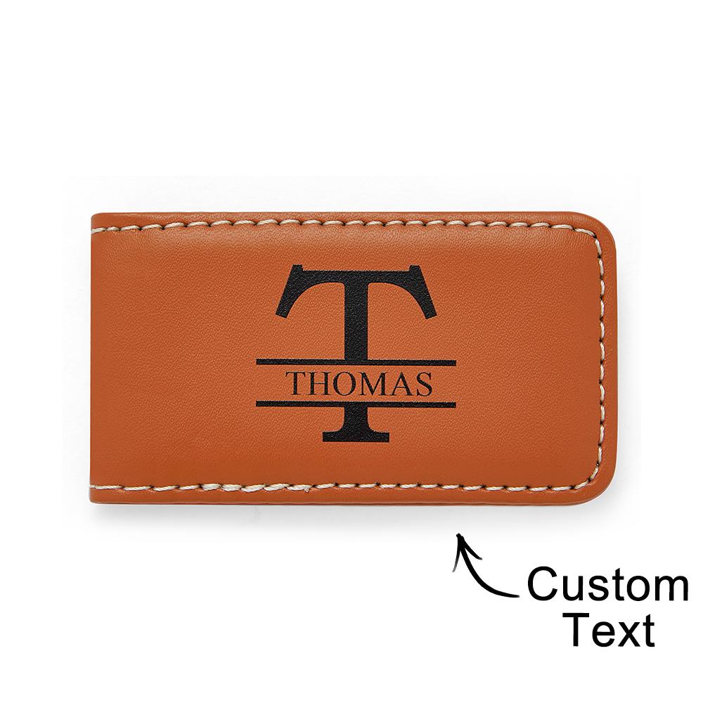 Gifts For Him Husband Gift Mens Leather Wallet Money Clip Custom Money Clip Gifts For Him