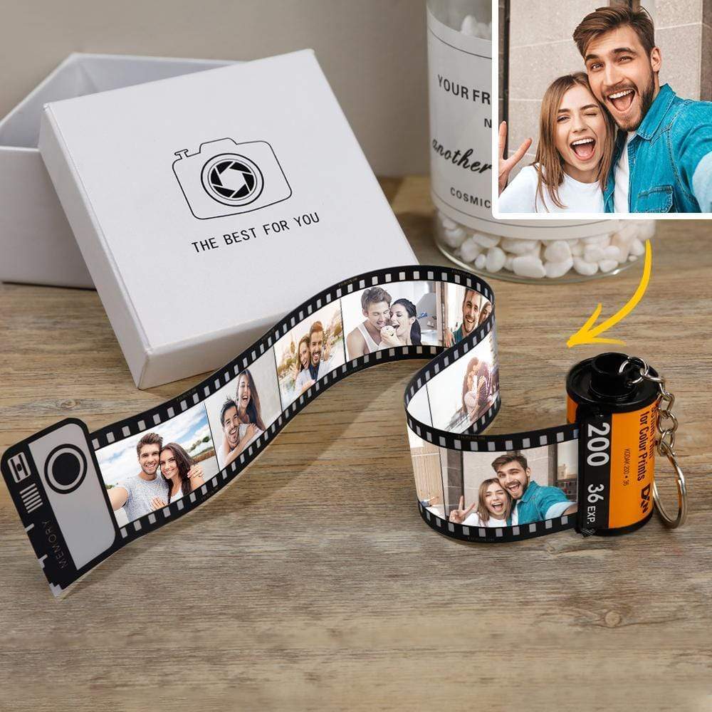 Custom Camera Roll Keychain For Lovers Personalized Multiphoto Keychain Degradable Material Film Roll Keychain