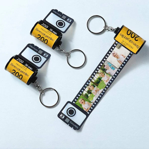 Custom Camera Roll Keychain For Lovers Personalized Multiphoto Keychain Degradable Material Film Roll Keychain