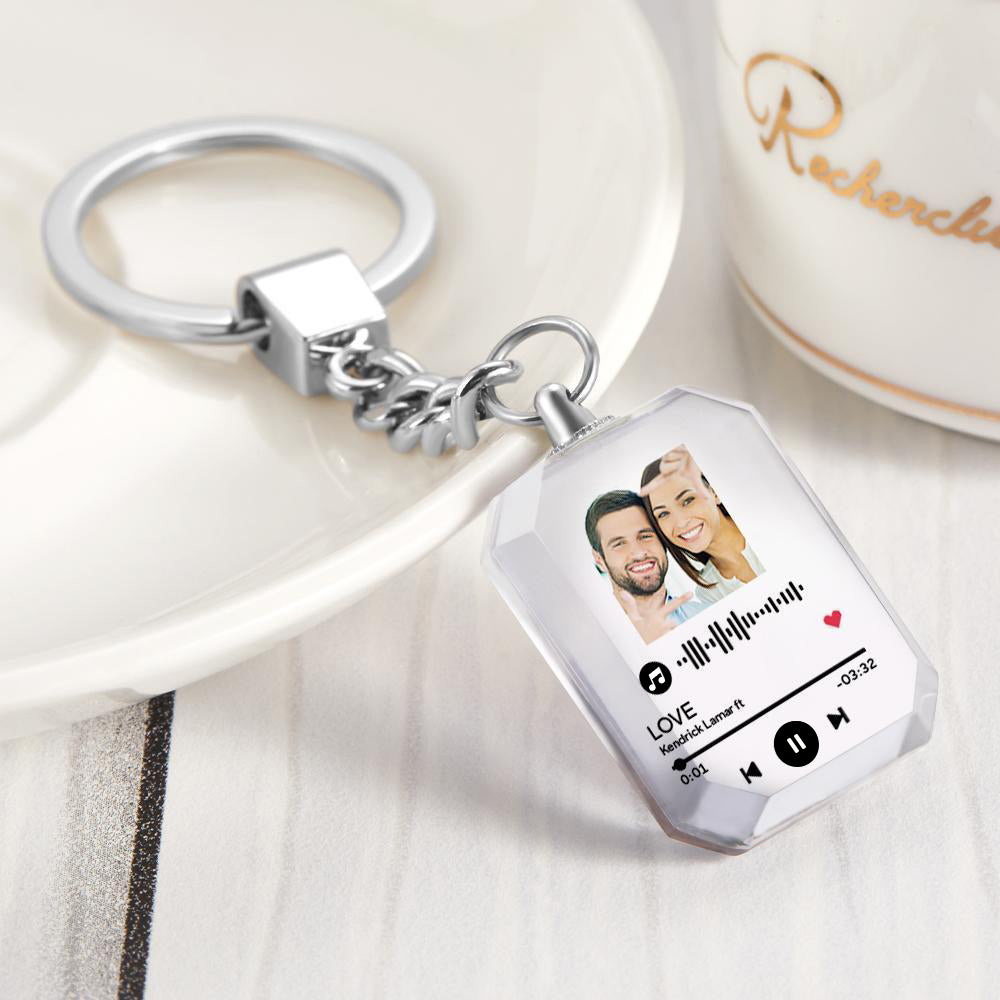 Anniversary Gifts Keychain Photo Keychain Custom Scannable Music Code Keychain | Personalized Gift Crystal Keychains with Pictures