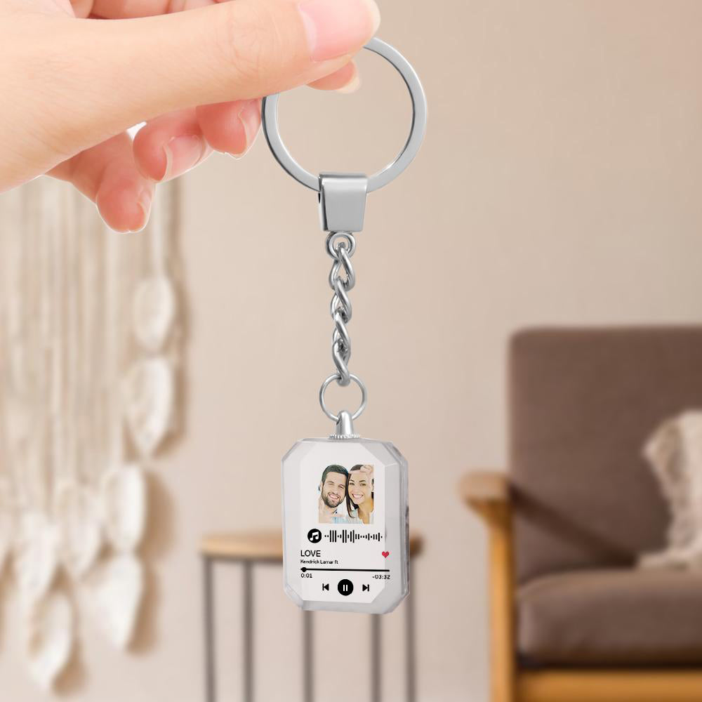 Anniversary Gifts Keychain Photo Keychain Custom Scannable Music Code Keychain | Personalized Gift Crystal Keychains with Pictures