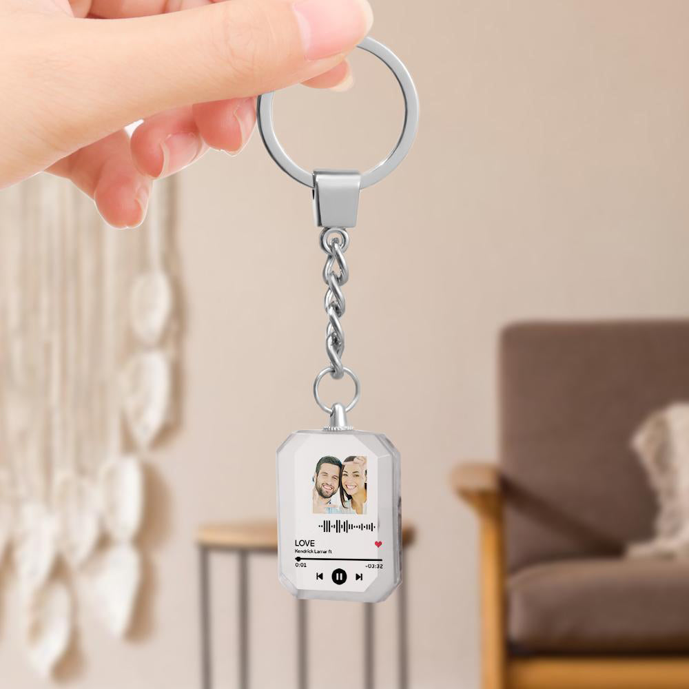 Personalised Keychains Crystal Picture Frame Scannable Code Keychain