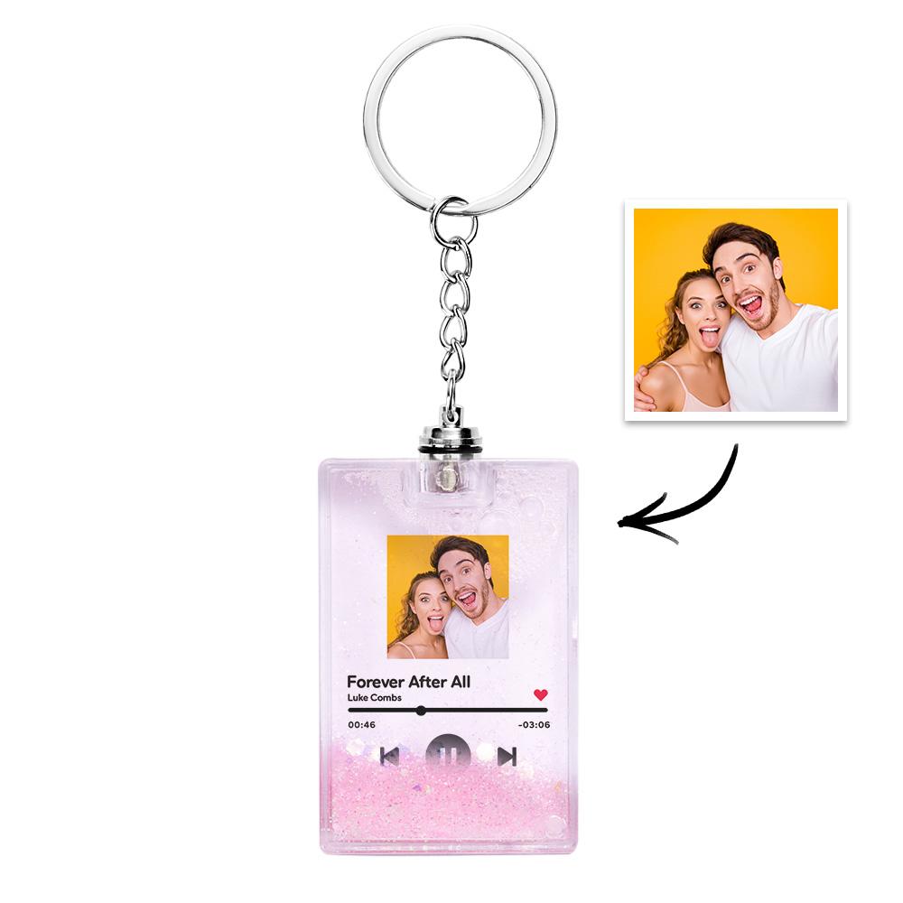 Custom Photo Scannable Music Code Illuminated Quicksand Keychain Gift