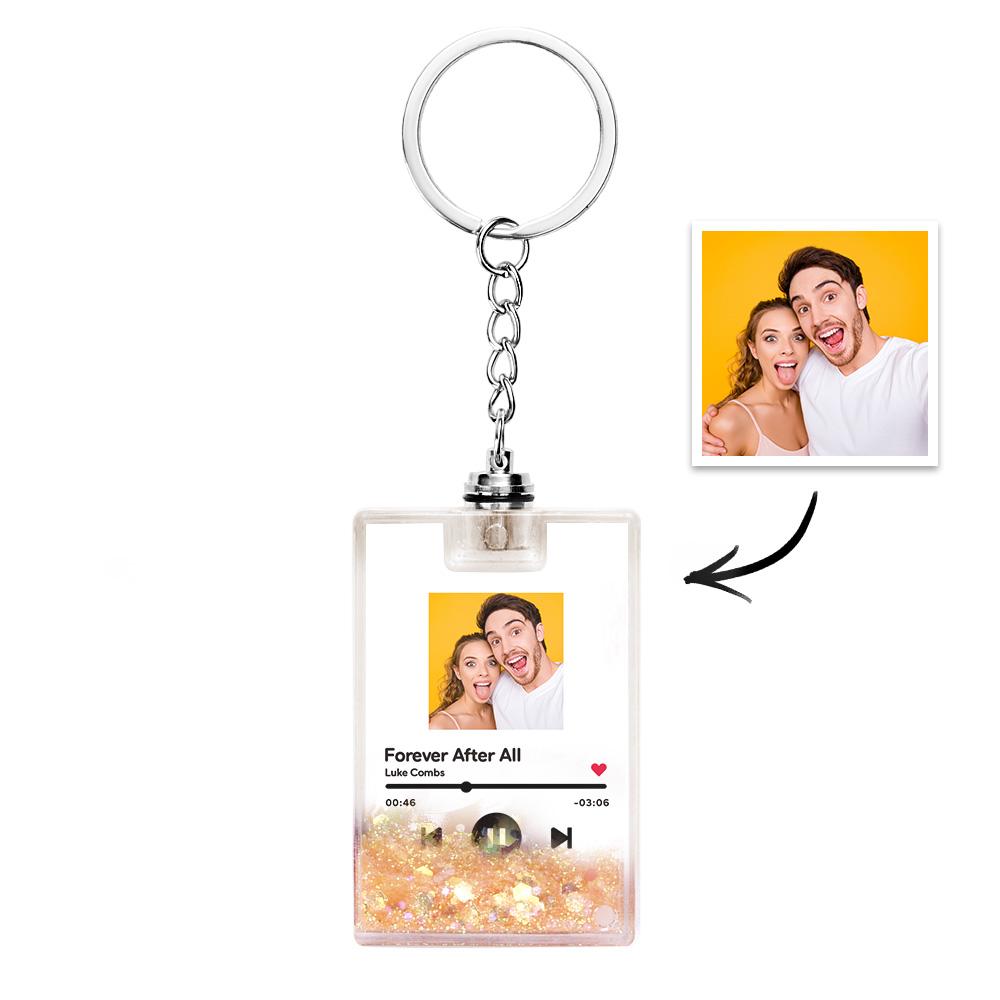 Custom Photo Scannable Music Code Illuminated Quicksand Keychain Gift