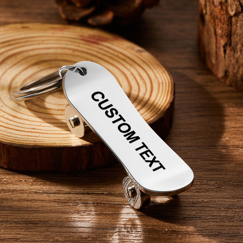 Personalized Skateboard Keychain - Custom Engraved Keyrings for Skateboard Lovers