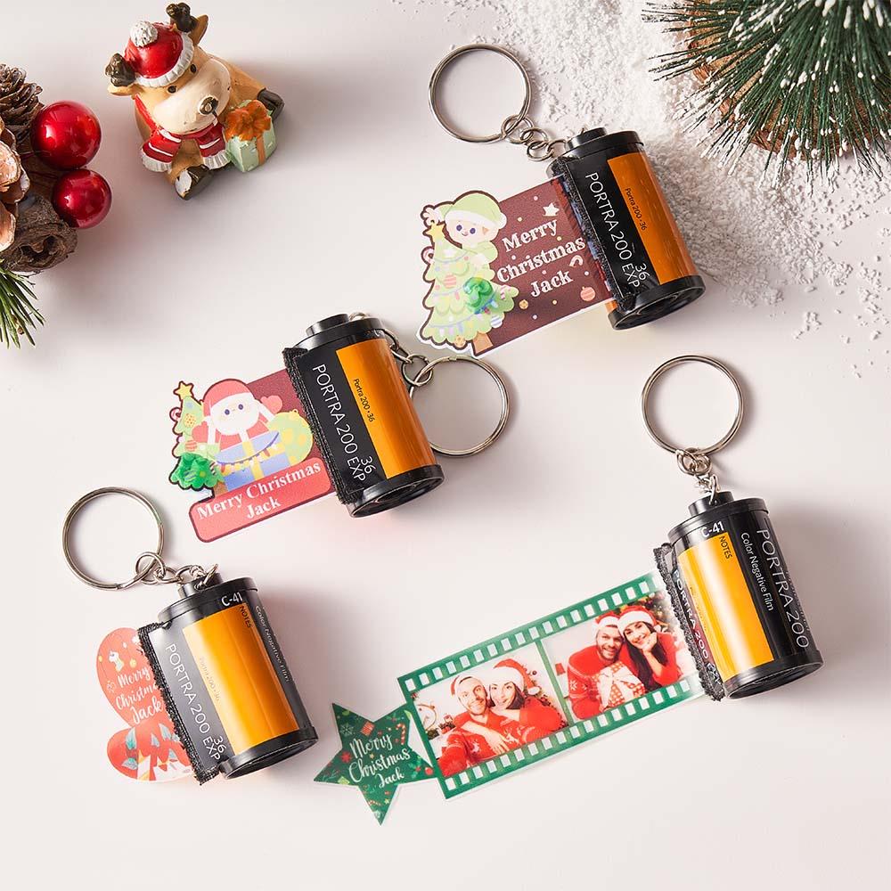 Custom Photo Film Roll Keychain with Pictures Camera Keychain Christmas Day Gift