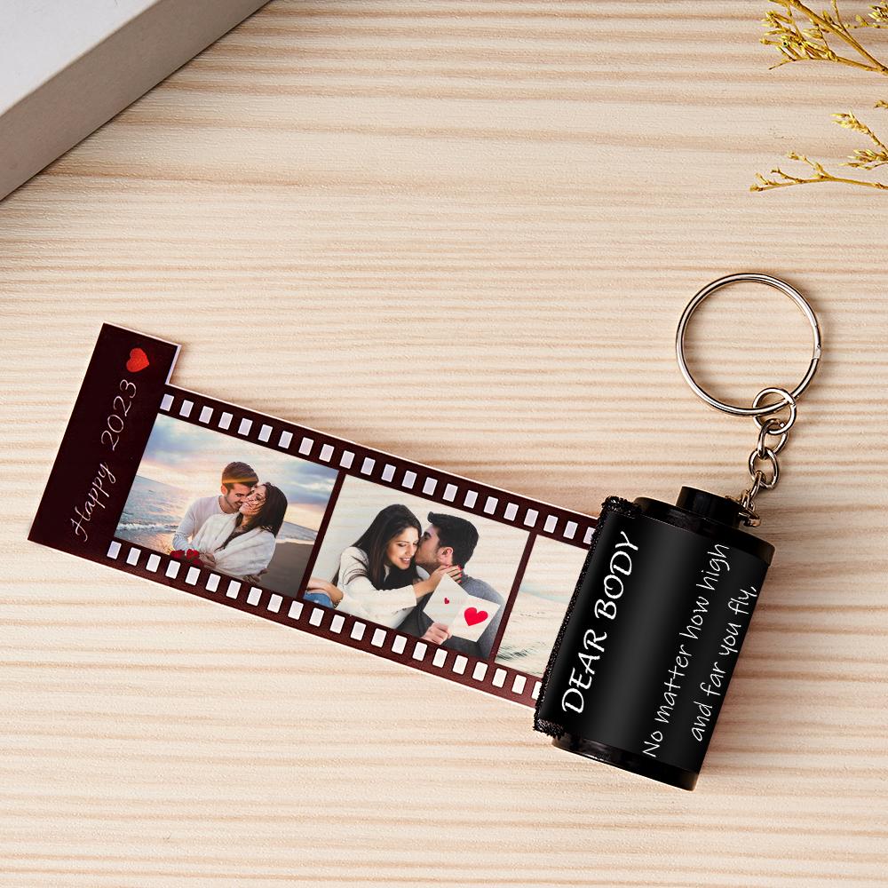 Custom Text Colorful Roll Film Keychain Camera Keychain Meaningful Gifts For Couples