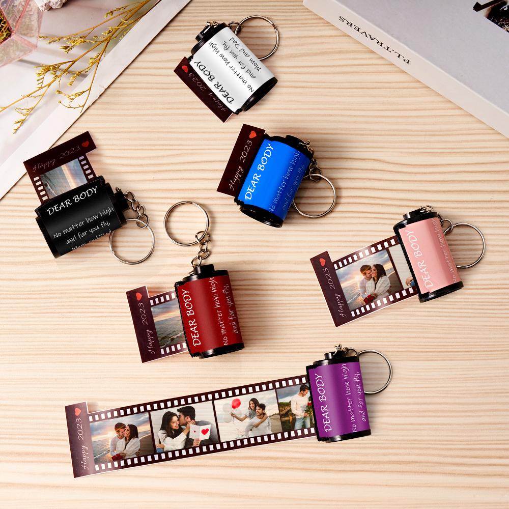 Custom Text Colorful Roll Film Keychain Camera Keychain Meaningful Gifts For Couples