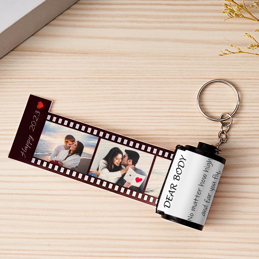 Custom Text Colorful Roll Film Keychain Camera Keychain Meaningful Gifts For Couples