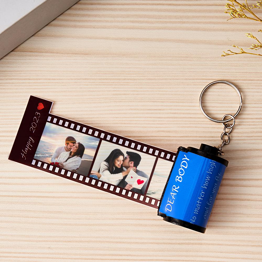 Custom Text Colorful Roll Film Keychain Camera Keychain Meaningful Gifts For Couples