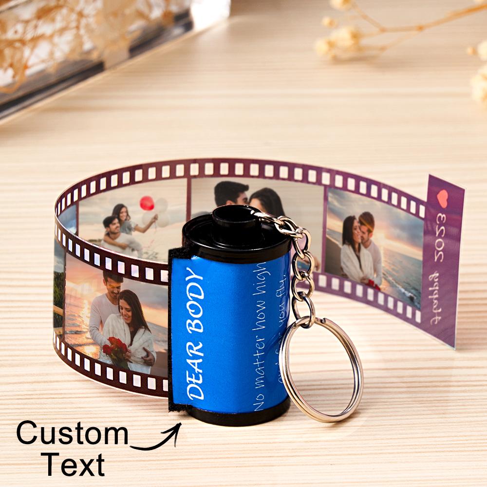 Custom Text Colorful Roll Film Keychain Camera Keychain Meaningful Gifts For Couples