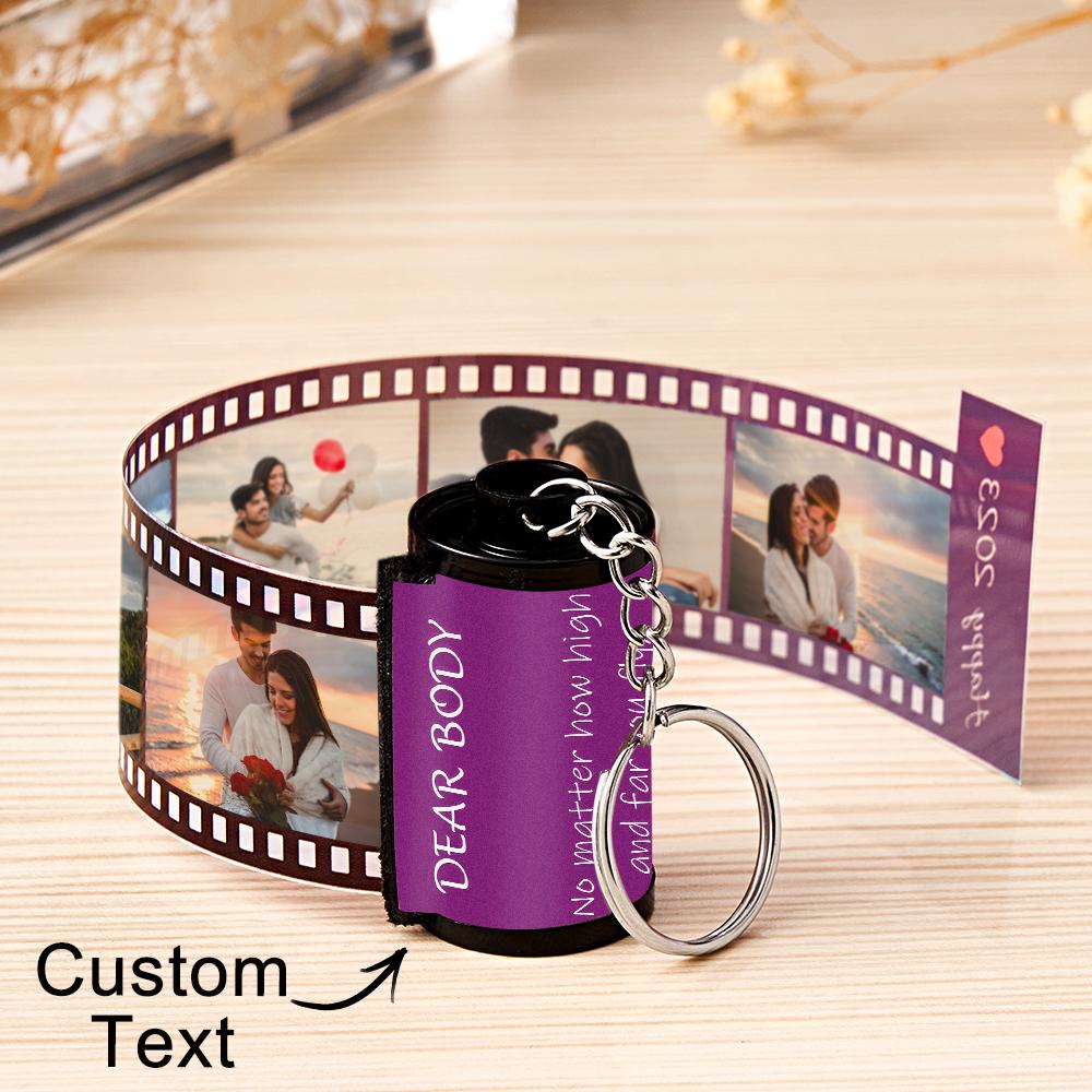 Custom Text Colorful Roll Film Keychain Camera Keychain Meaningful Gifts For Couples