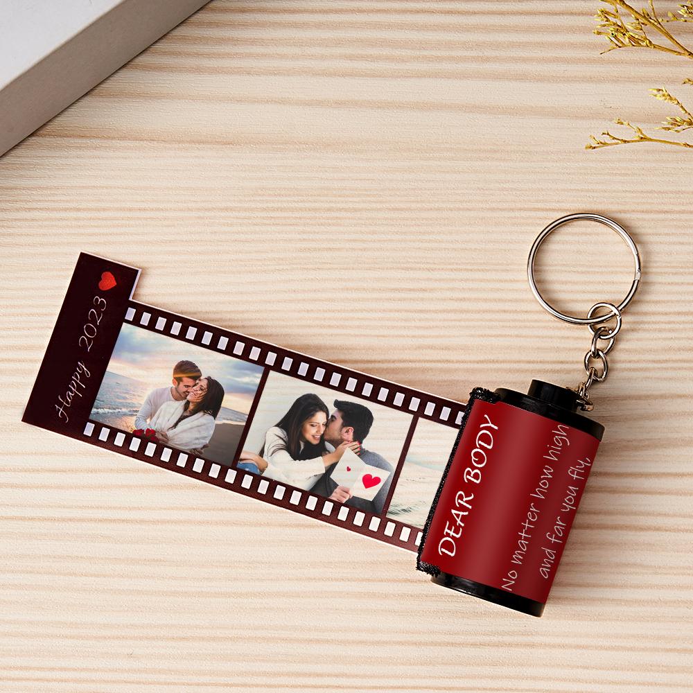 Custom Text Colorful Roll Film Keychain Camera Keychain Meaningful Gifts For Couples