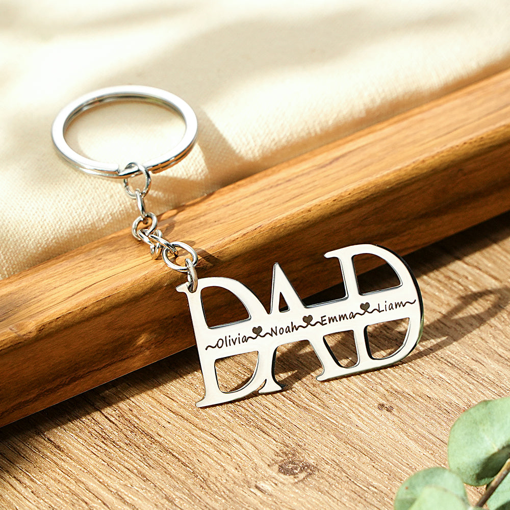 Custom Name DAD Keychain up to 4 names Gifts for Father