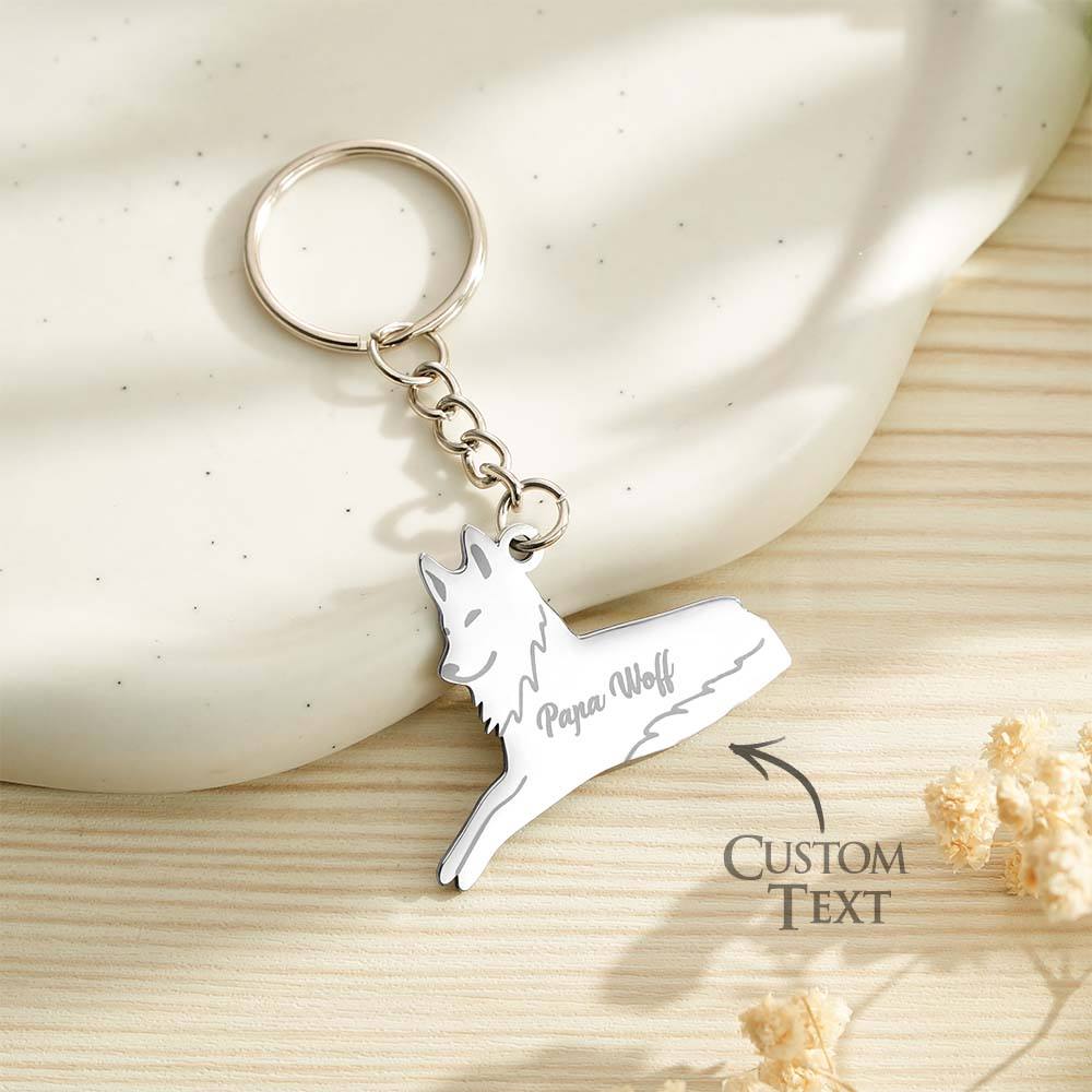 Personalized Wolf Keychain with Engraved Family Names Gift for Family