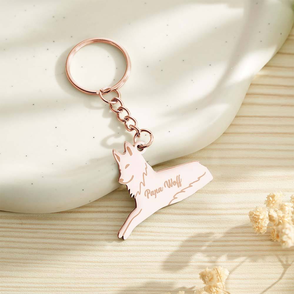 Personalized Wolf Keychain with Engraved Family Names Gift for Family