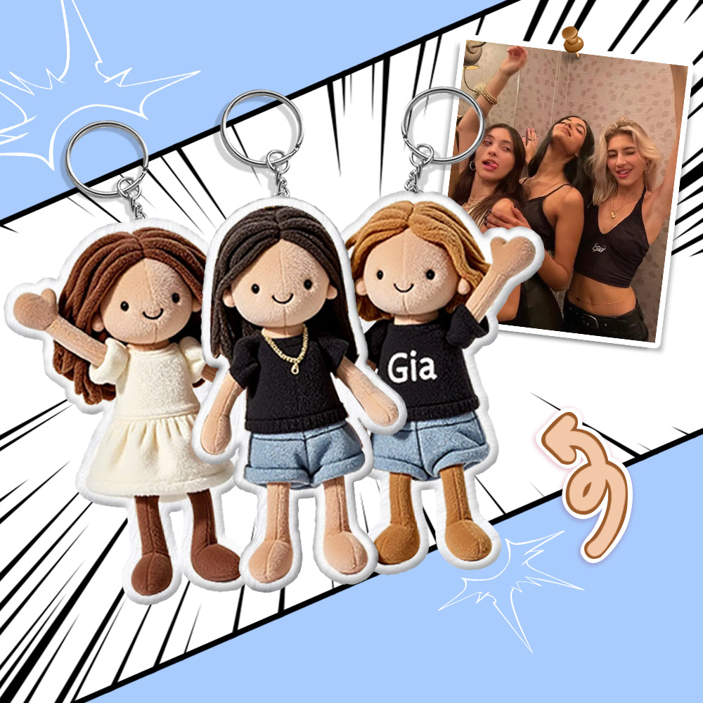 Personalized Photo Plush Doll Keychain Mini Me Plush Keychain Gifts