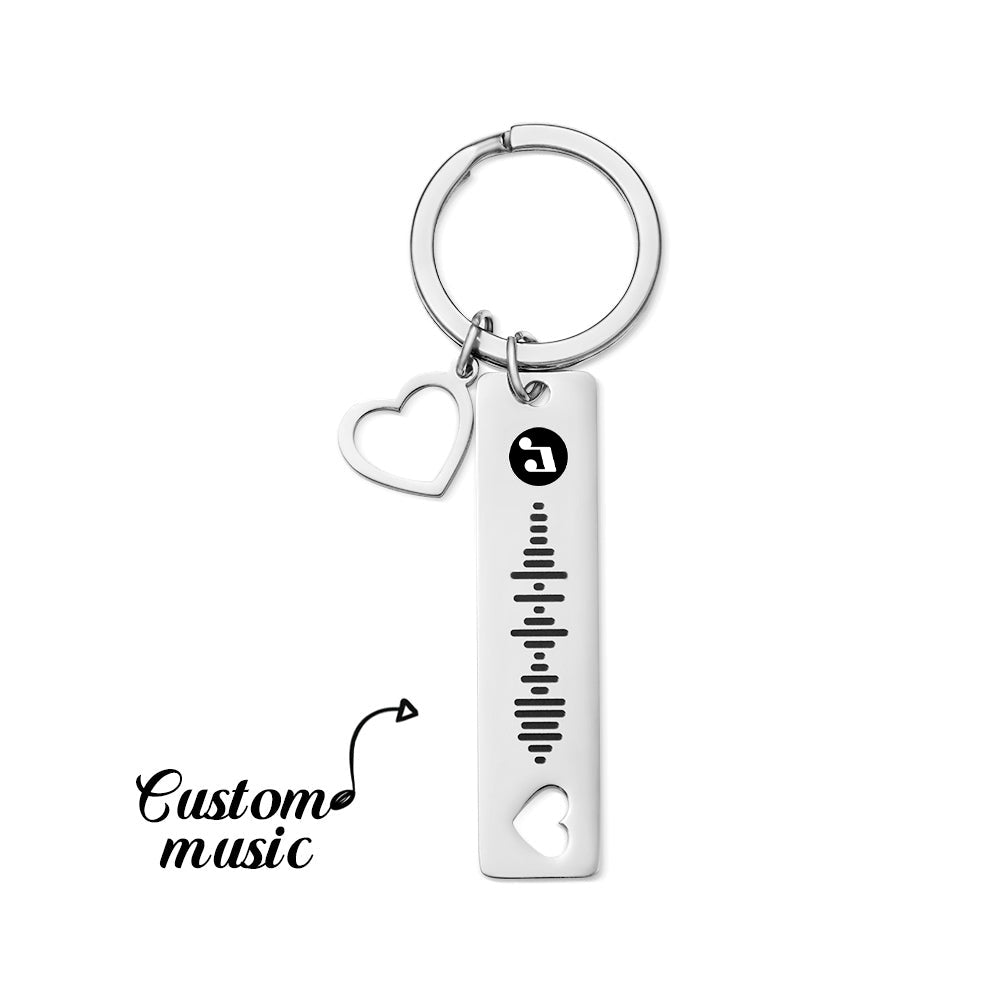 Custom Scannable Code Keychain Personalized Engraved Keyring Heart-shaped Creative Gifts