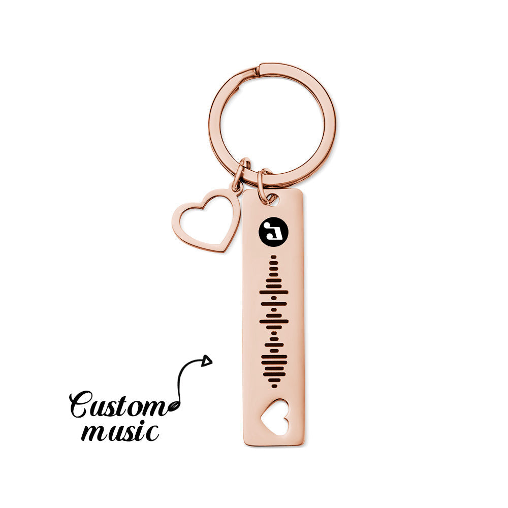 Custom Scannable Code Keychain Personalized Engraved Keyring Heart-shaped Creative Gifts