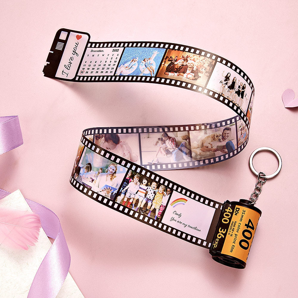 Personalized Camera Roll Keychain Custom Date and Text Photo Keychain