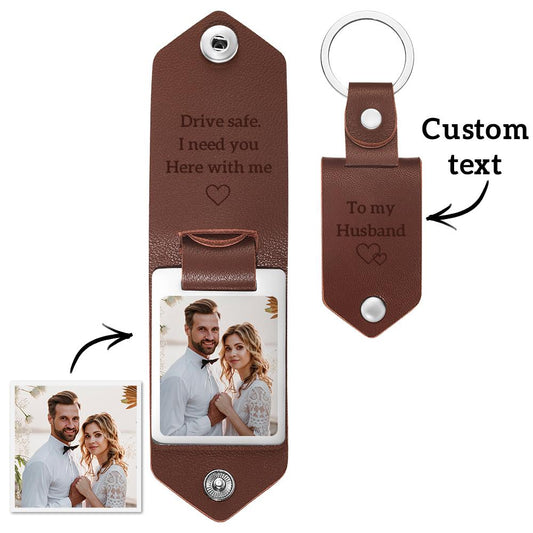 Personalized Leather Keychain with Photo and Text